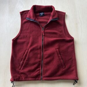 Y2K Faded Glory Vest Mens Large Red Fleece Full Zip Pockets Outdoor Hiking